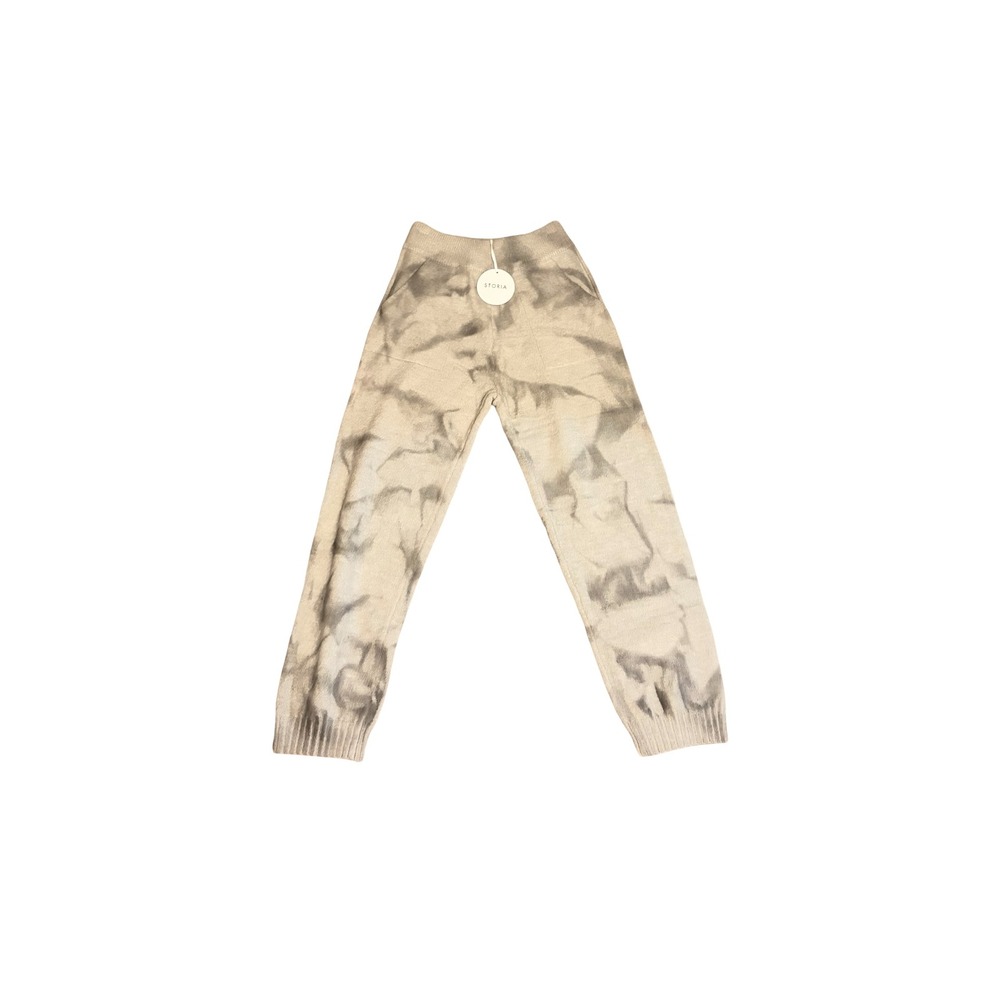 Storia Knit Jogger Pants Womens Medium Gray White Tie Dye